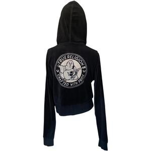 True Religion Y2K Crystal Velour Crop Zip Jacket Size Small